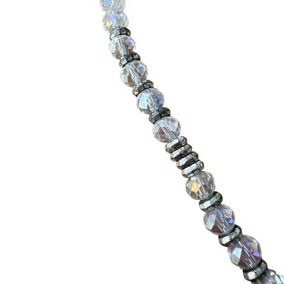 Clear Beaded Crystal at Bullet Hand of Fatima Pendant Necklace Silver Tone - Picture 3 of 5